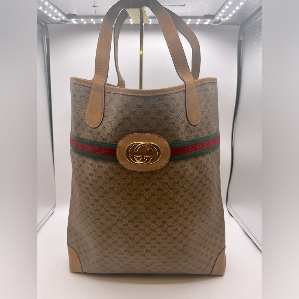 Gucci Tan Monogram Tote Bag
